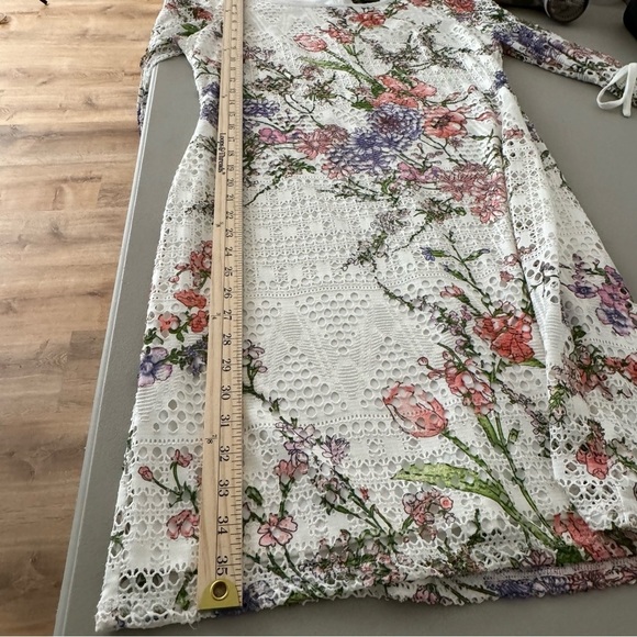 R&K White Floral Eyelet Dress Size 6 Flounce Ruffle Sleeve Cottagecore Coquette - Picture 13 of 13